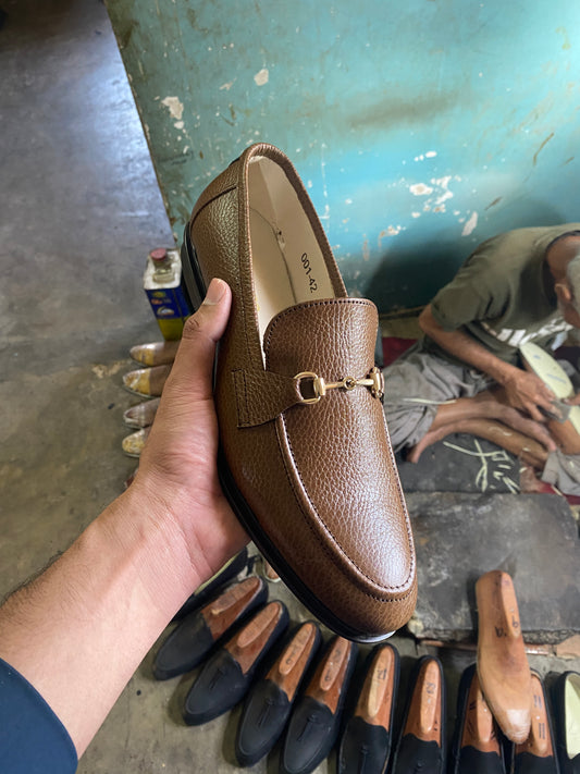 Brown Golden Buckle Shoe