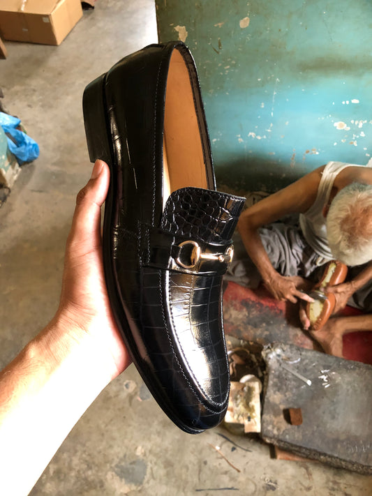 Black Croc Loafer