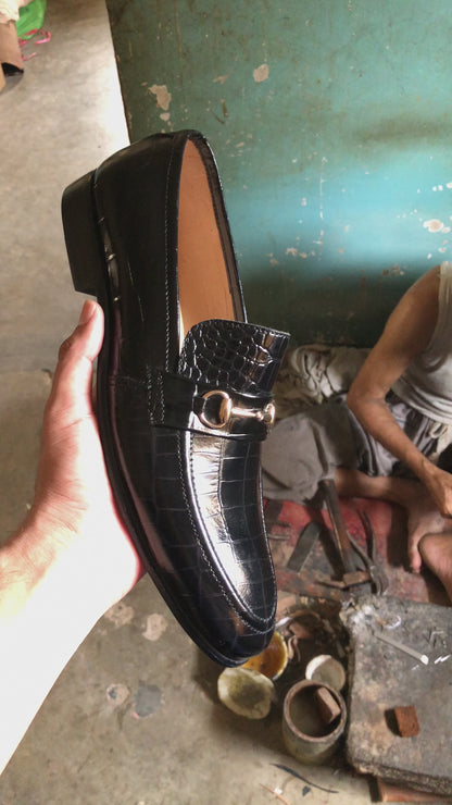 Black Croc Loafer
